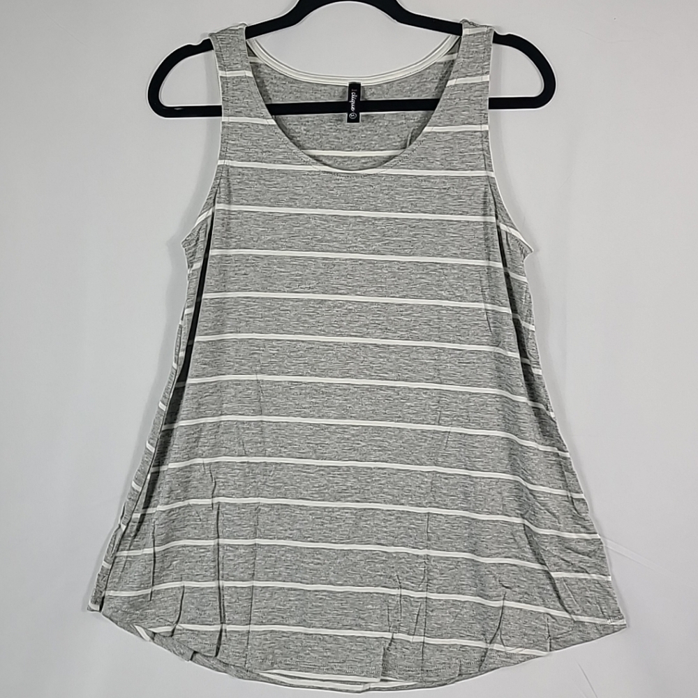 NEW 1Clique Women's Marina Grey & White Striped Super Soft Tank Top Size Small